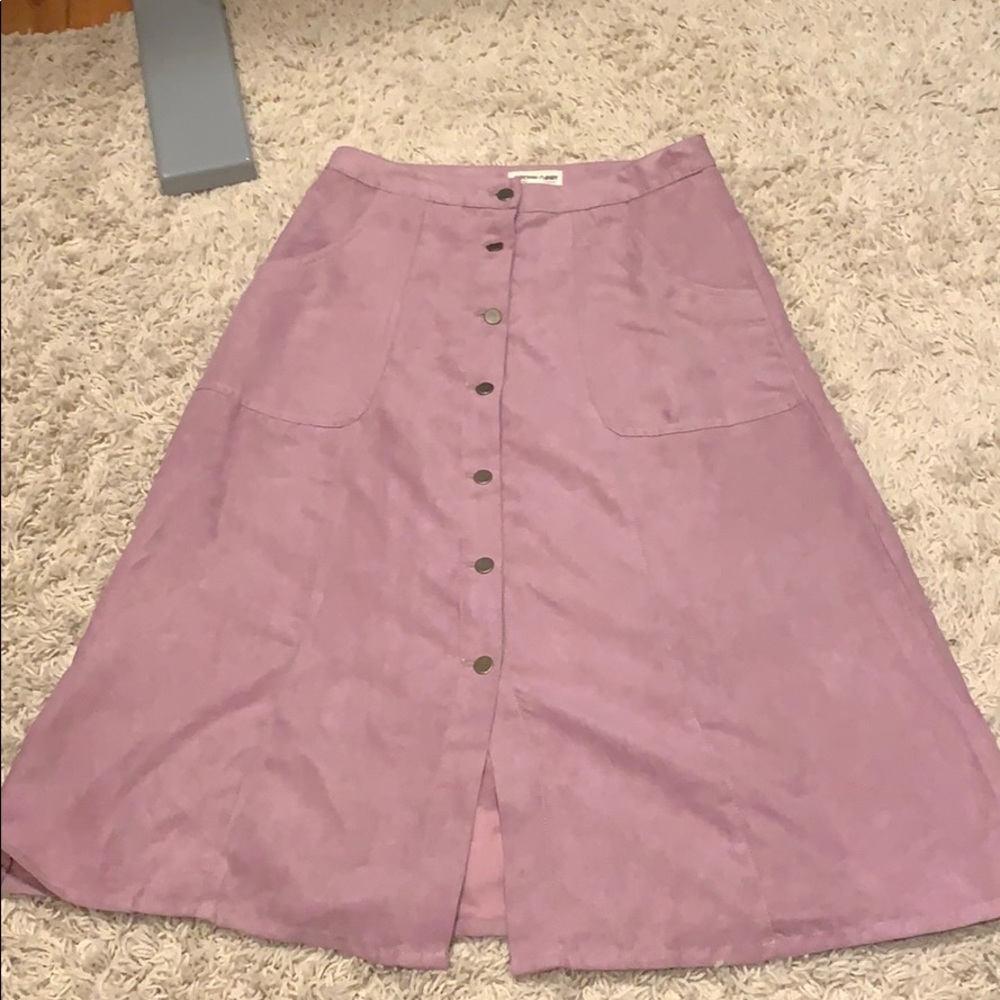 Violet front button pencil skirt